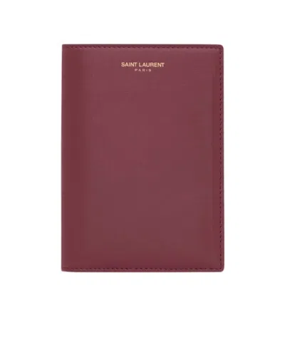 Saint Laurent Paris Passport Case In Shiny Leather
