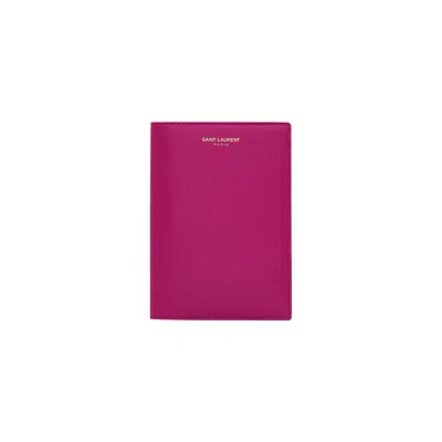 Pre-owned Saint Laurent Paris Passport Case In Shiny Leather 'deep Magenta' | Pink | Women's Size Onesize