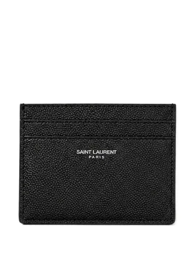 SAINT LAURENT PARIS PEBBLED-LEATHER CARD HOLDER