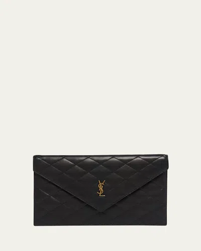 Saint Laurent Paris Pouch In Lambskin Leather In Black