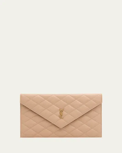 Saint Laurent Paris Pouch In Lambskin Leather In Blanc Vint