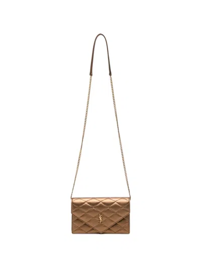 Saint Laurent Paris Quilted-leather Mini Crossbody Bag In Brown