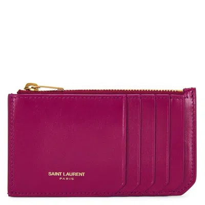 Saint Laurent Paris Shiny Leather Card Case In ["red"]