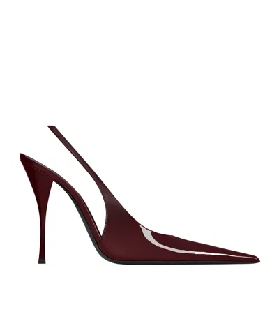 Saint Laurent P.a.r.i.s. Slingback Pumps In Patent Leather In Burgundy
