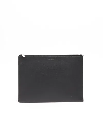 Saint Laurent Paris Tablet Holder In Black