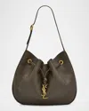 Saint Laurent Paris Vii Small Ysl Hobo Bag In Grained Deer Leather In Brown