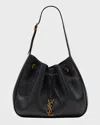 Saint Laurent Paris Vii Small Ysl Hobo Bag In Grained Deer Leather In Nero