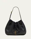 Saint Laurent Paris Vii Small Ysl Hobo Bag In Grained Deer Leather In Nero
