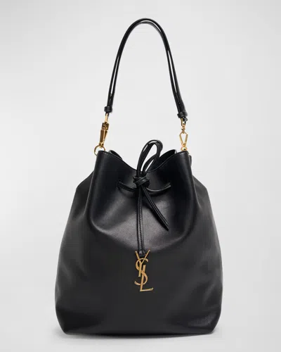 Saint Laurent Paris Vii Ysl Pochon Shoulder Bag In Lambskin Leather In Nero