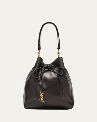 Saint Laurent Paris Vii Ysl Pochon Shoulder Bag In Lambskin Leather In Nero