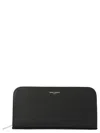 Saint Laurent Paris Black Textured Leather Zip-around Wa In Black
