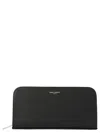 Saint Laurent Paris Black Textured Leather Zip-around Wa