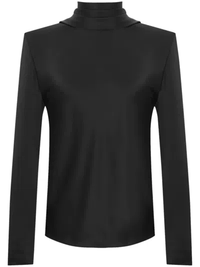 Saint Laurent Paris Women Blusa Scollo A Cappuccio In Black
