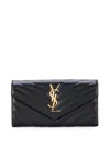 Saint Laurent Chevron Pattern Monogram Large Wallet In Black