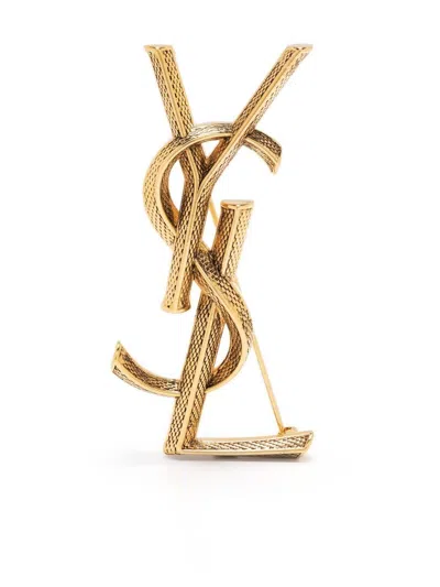 Saint Laurent Paris Women Cassandre Snake Metal Brooch In Silver