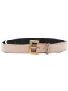 Saint Laurent Cassandre Thin Belt Square Buckle Box Leather In Multicolor