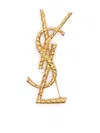 Saint Laurent Paris Women Cassandre Twisted Stripe Metal Brooch In Silver