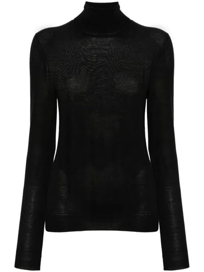 Saint Laurent Paris Women Cassandre Wool Turtleneck Sweater In Black