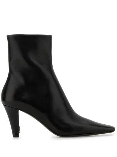 Saint Laurent Paris Women Jill 75 Booties In Smooth Leather In Black
