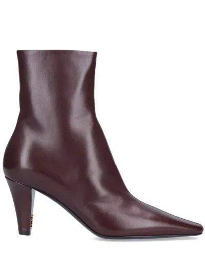 Saint Laurent Paris Women Jill 75 Booties In Smooth Leather In Brown