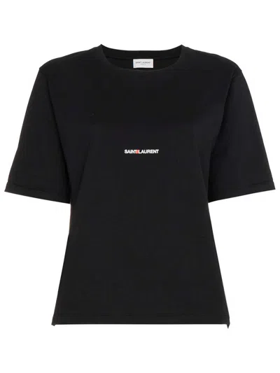 Saint Laurent Paris Women T-shirt Stampa Logo In Black