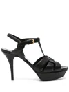 Saint Laurent Tribute Black Sandals With Platform In Patent Leather Woman In Black