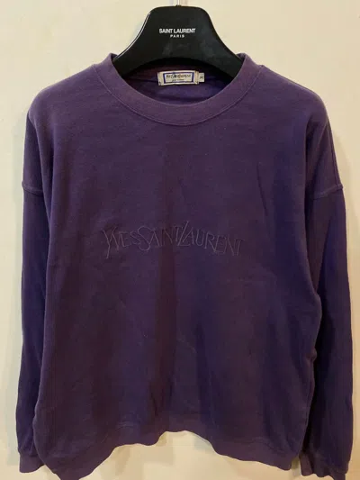 Pre-owned Saint Laurent Paris X Vintage Purple 90's Ysl Sweatshirt Big Logo