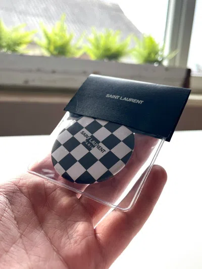 Pre-owned Saint Laurent Paris X Vintage Saint Laurent Rive Gauche Checkered Bootle Opener Magnet In Black/white