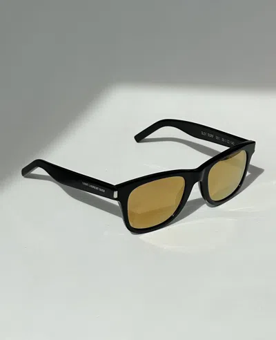 Pre-owned Saint Laurent Paris X Vintage Saint Laurent Surf Golden Lenses Sunglasses Sl51 Grunge In Black