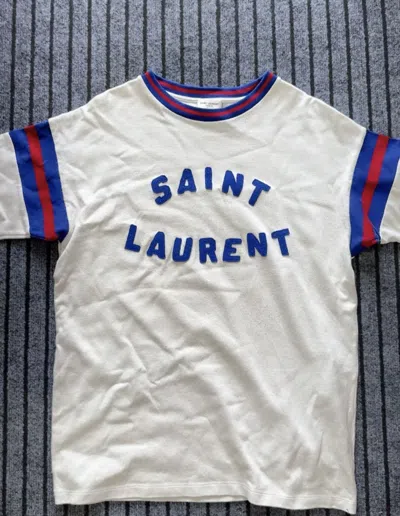 Pre-owned Saint Laurent Paris X Yves Saint Laurent Men's Summer Short Sleeve Shirt In White