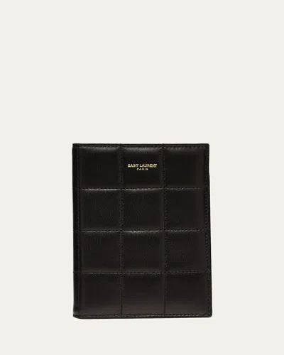 Saint Laurent Passport Case In Quilted Smooth Leather In Nero