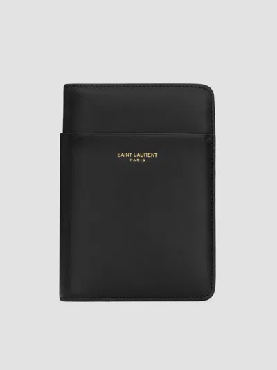Saint Laurent Passport Case In Smooth Leather In Black