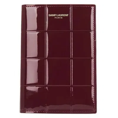 Saint Laurent Passport Holder In Burgundy In Red