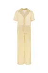 Saint Laurent Cotton Blend Pyjama Set With Collared Neck In Neutral