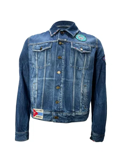 Pre-owned Saint Laurent Patch-detail Denim Jacket In Blue