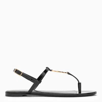 Saint Laurent Cassandra Leather Sandal In Black