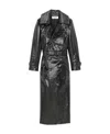 Saint Laurent Patent Double-breasted Coat In Black