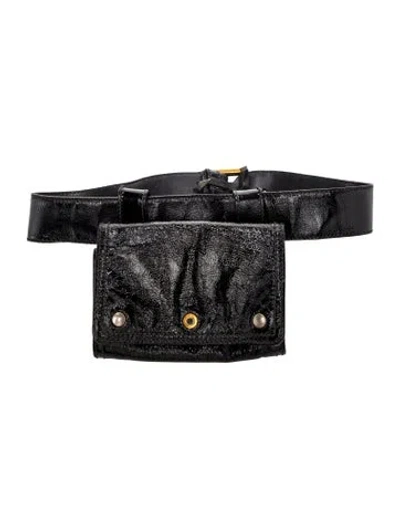 Pre-owned Saint Laurent Patent Leather Belt Bag In Black
