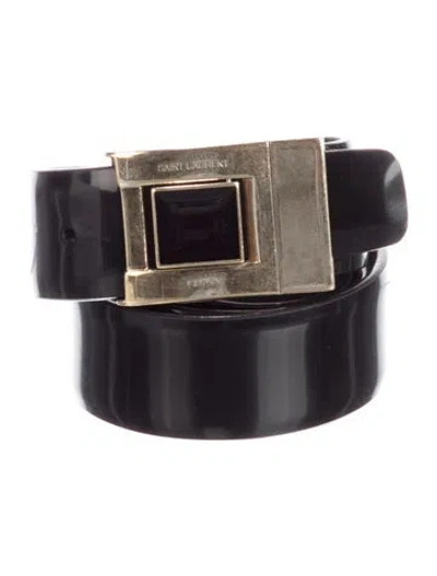 Pre-owned Saint Laurent Patent Leather Belt In Black