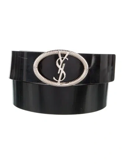 Pre-owned Saint Laurent Patent Leather Belt In Black