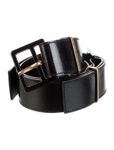 Pre-owned Saint Laurent Patent Leather Belt In Black