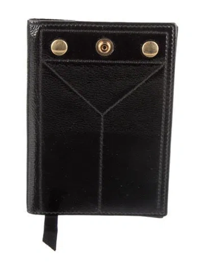 Pre-owned Saint Laurent Patent Leather Bifold Wallet In Black