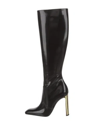 Pre-owned Saint Laurent Patent Leather Boots In Black