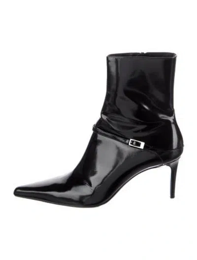 Pre-owned Saint Laurent Patent Leather Boots In Black