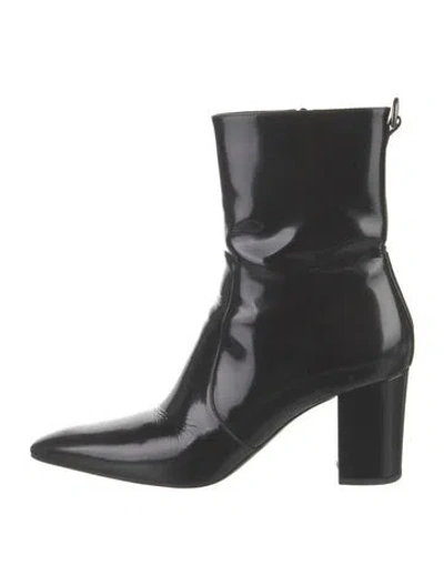 Pre-owned Saint Laurent Patent Leather Boots In Black