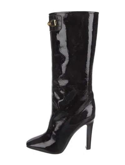 Pre-owned Saint Laurent Patent Leather Boots In Black