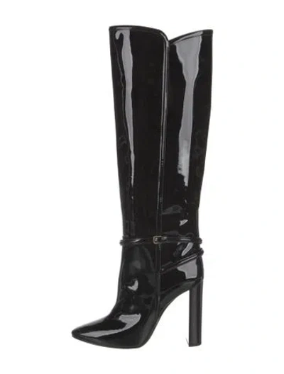 Pre-owned Saint Laurent Patent Leather Boots In Black