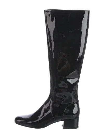 Pre-owned Saint Laurent Patent Leather Boots In Black