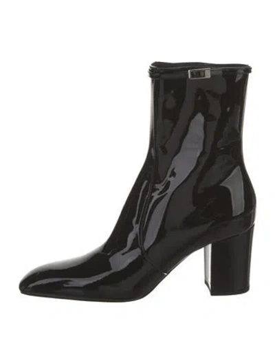 Pre-owned Saint Laurent Patent Leather Boots In Black