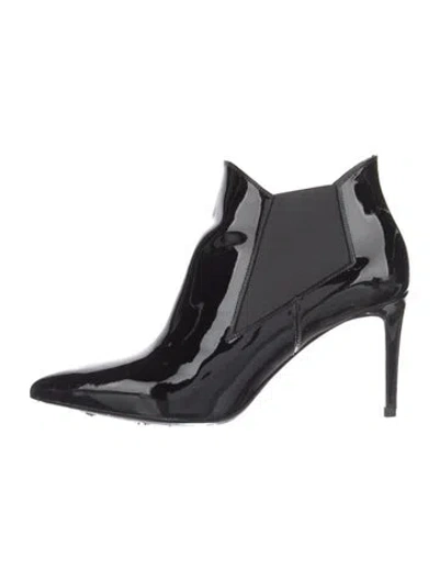 Pre-owned Saint Laurent Patent Leather Boots In Black
